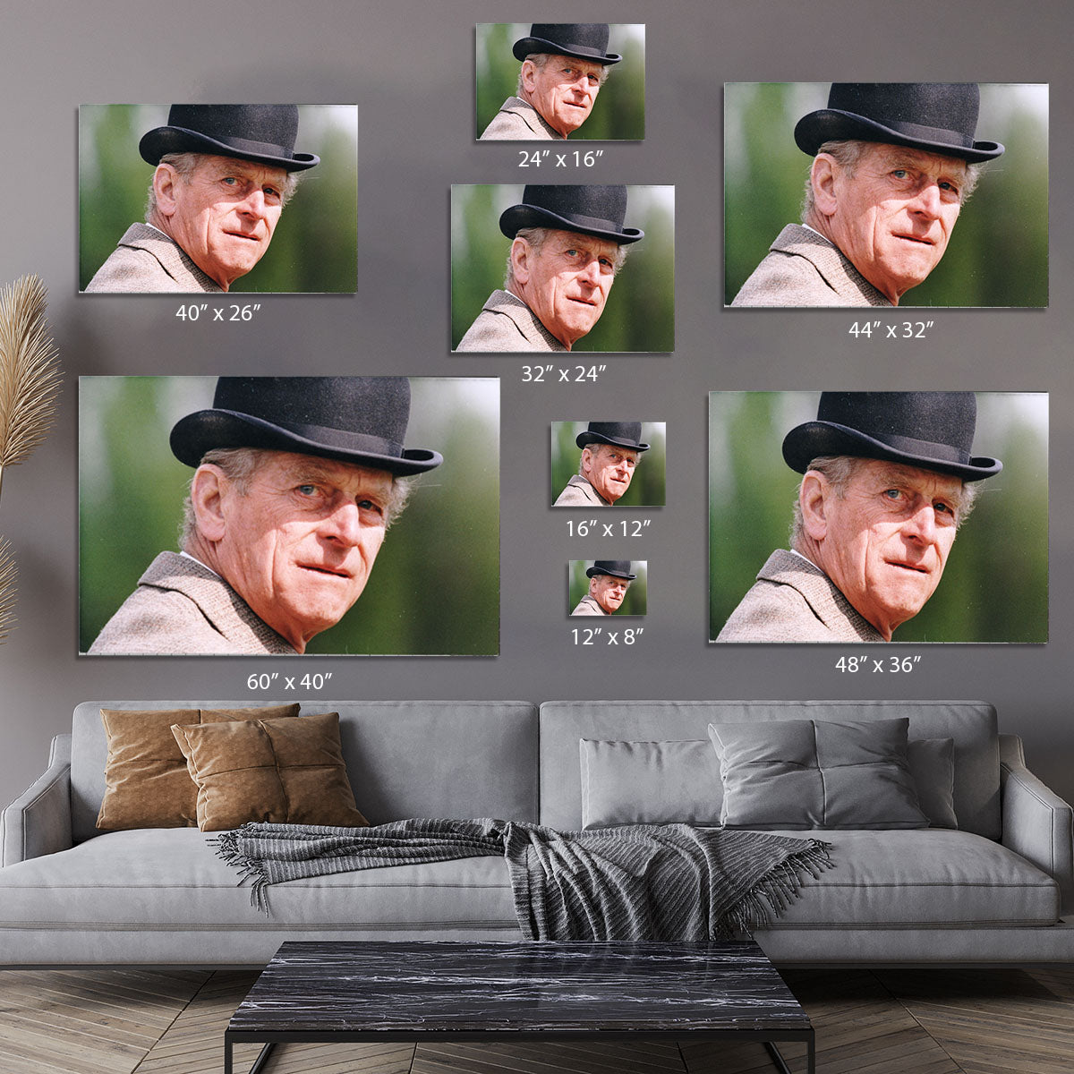 Prince Philip out riding in a black bowler hat Canvas Print or Poster - Canvas Art Rocks - 7