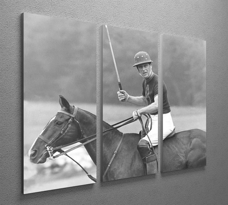 Prince Philip shown winning the polo Gold Cup 3 Split Panel Canvas Print - Canvas Art Rocks - 2