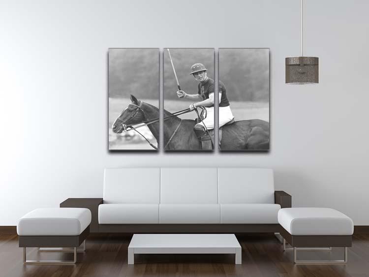 Prince Philip shown winning the polo Gold Cup 3 Split Panel Canvas Print - Canvas Art Rocks - 3