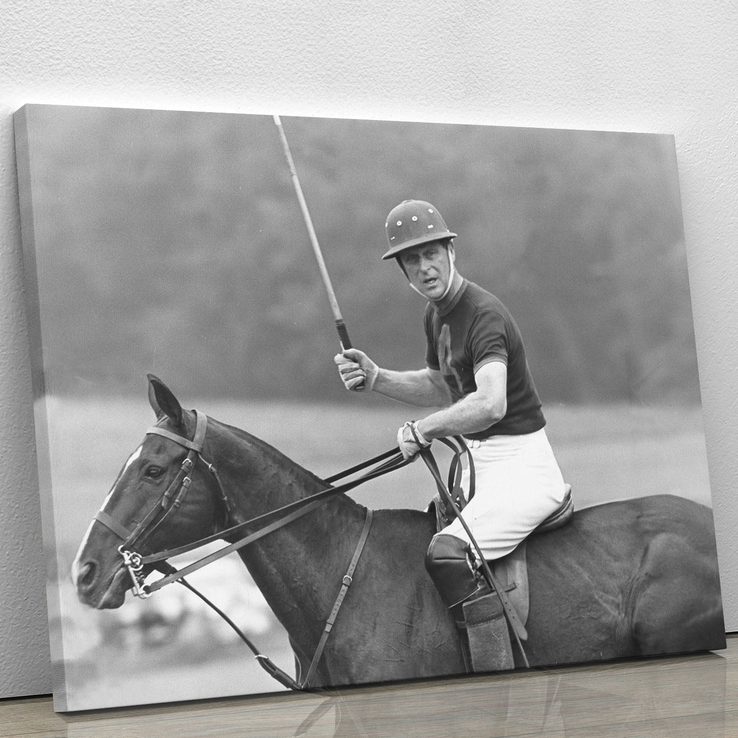 Prince Philip shown winning the polo Gold Cup Canvas Print or Poster - Canvas Art Rocks - 1