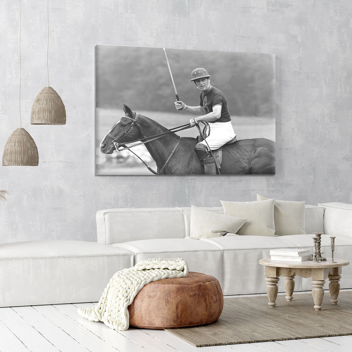 Prince Philip shown winning the polo Gold Cup Canvas Print or Poster - Canvas Art Rocks - 6
