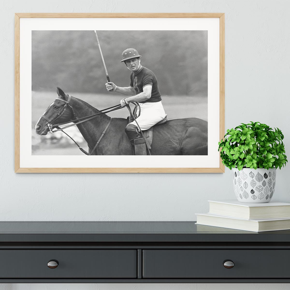 Prince Philip shown winning the polo Gold Cup Framed Print - Canvas Art Rocks - 3