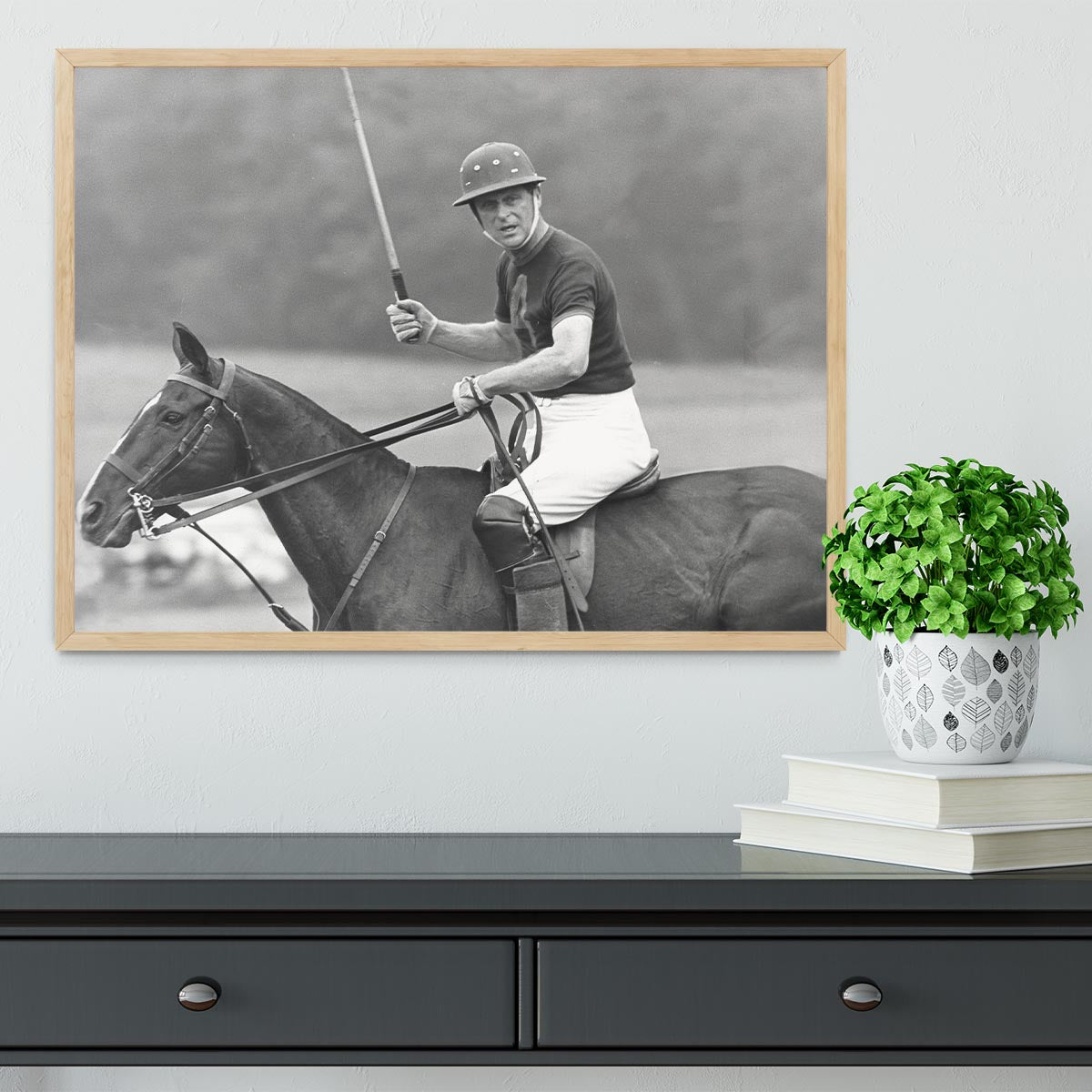 Prince Philip shown winning the polo Gold Cup Framed Print - Canvas Art Rocks - 4