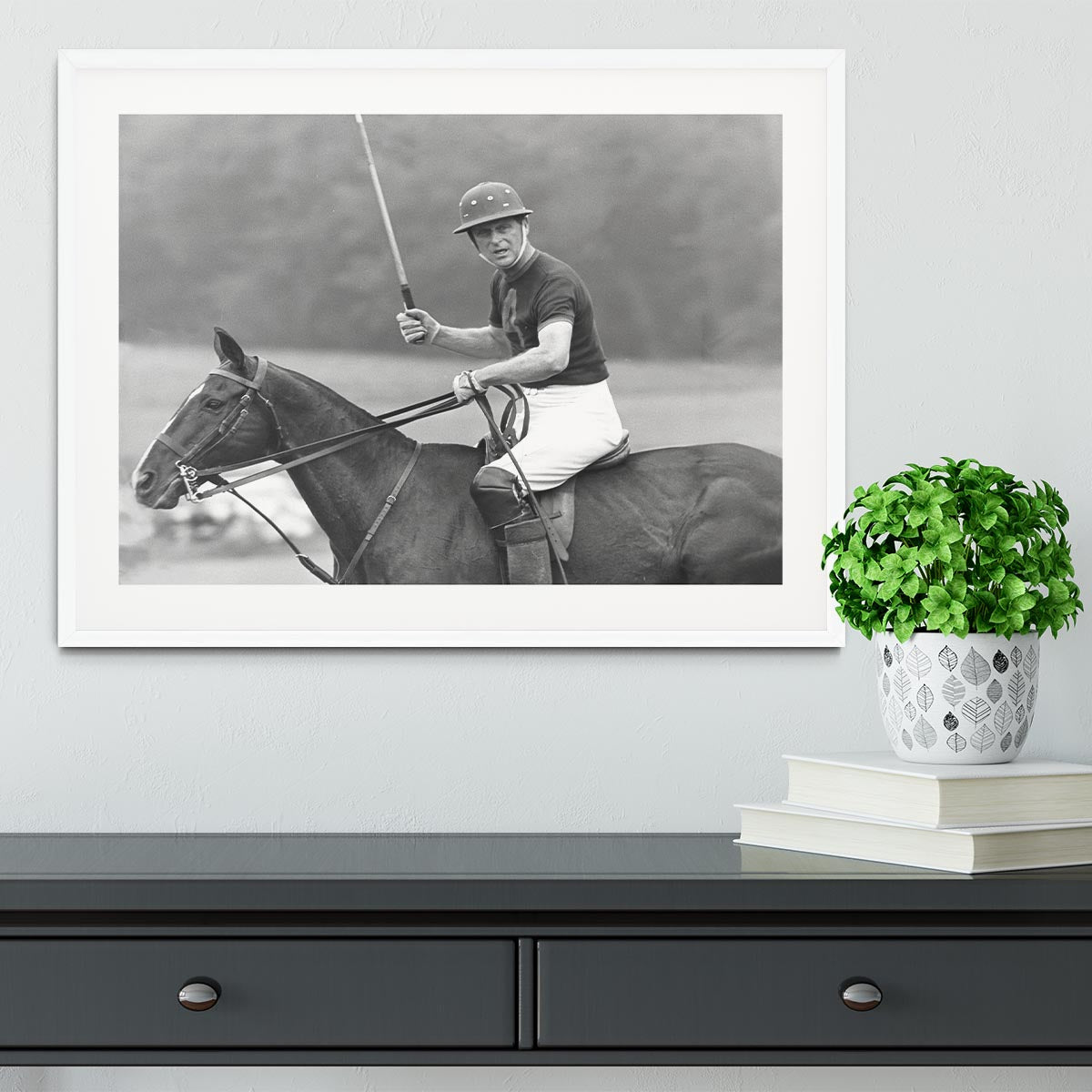 Prince Philip shown winning the polo Gold Cup Framed Print - Canvas Art Rocks - 5