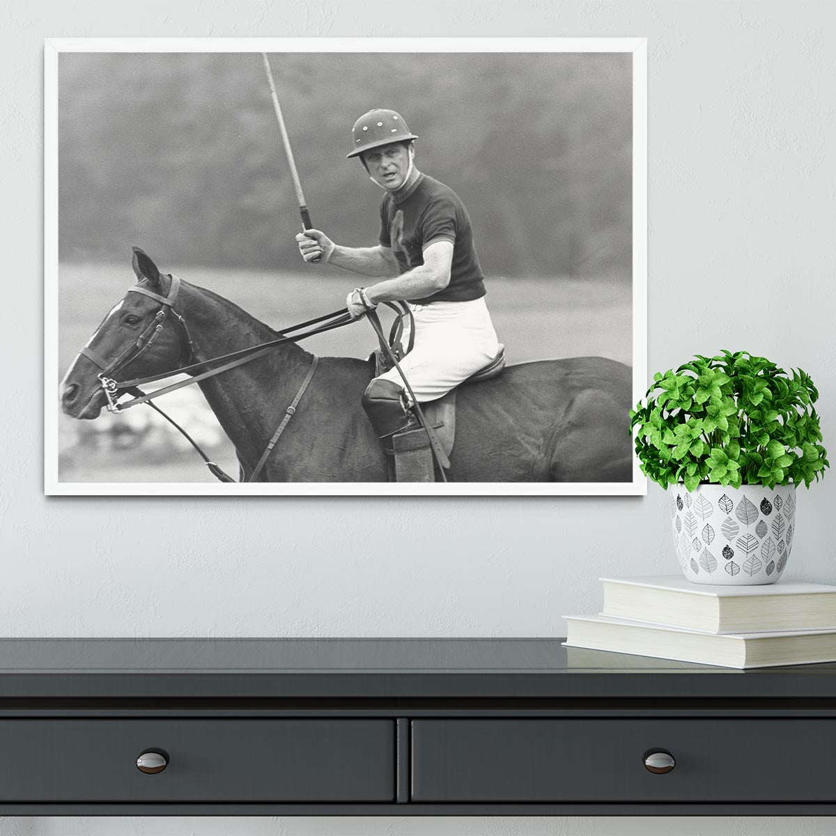 Prince Philip shown winning the polo Gold Cup Framed Print - Canvas Art Rocks -6