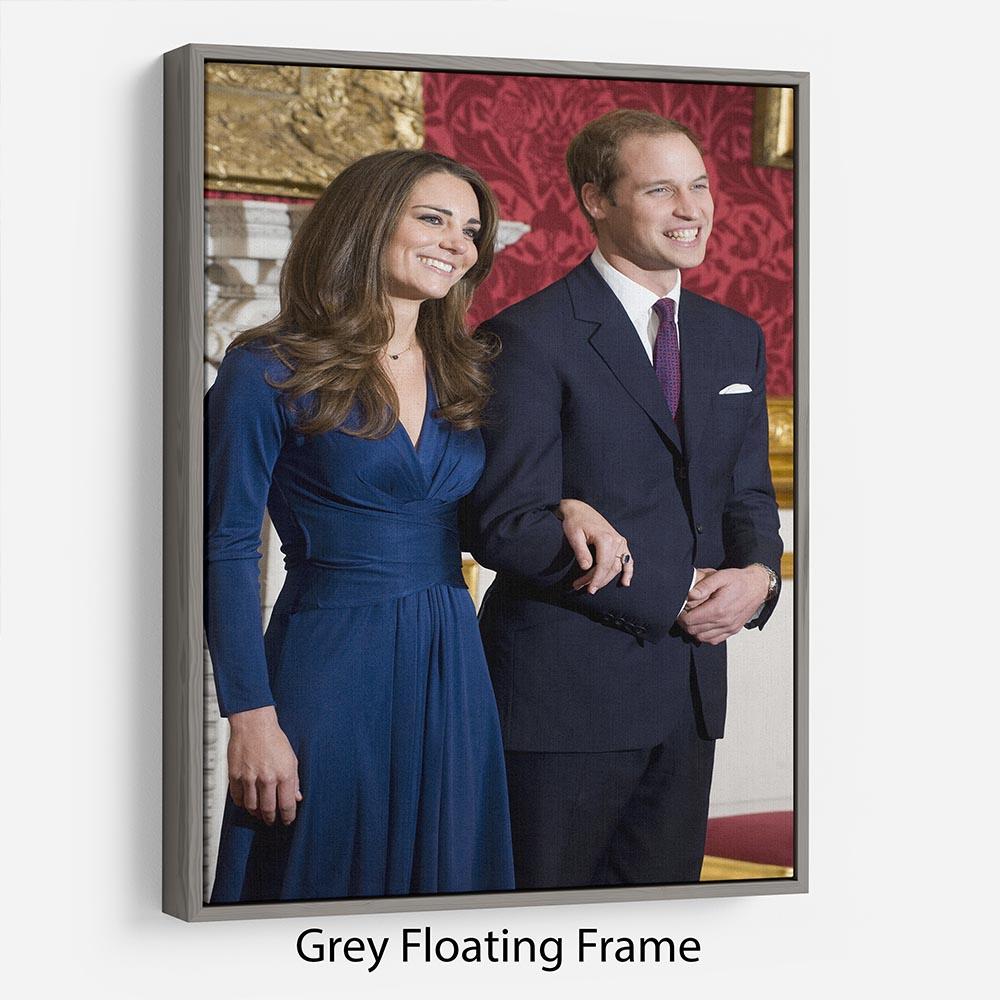 Prince William and Kate announcing their engagement Floating Frame Canvas