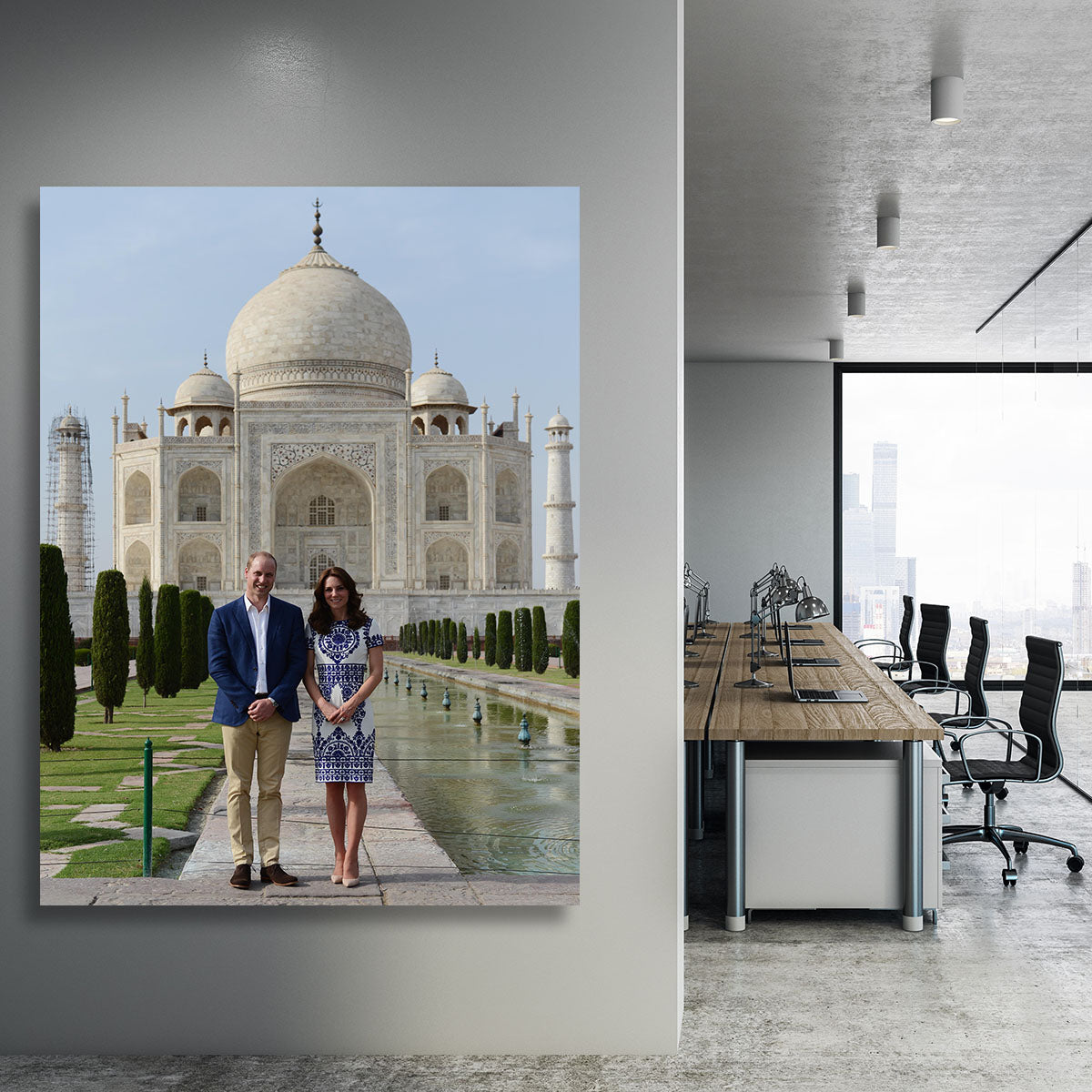 Prince William and Kate at the Taj Mahal India Canvas Print or Poster - Canvas Art Rocks - 3