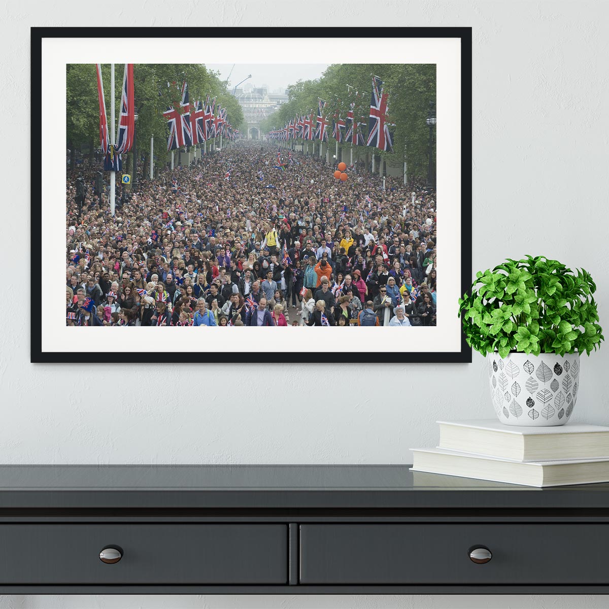 Prince William and Kate crowds for their wedding on The Mall Framed Print - Canvas Art Rocks - 1