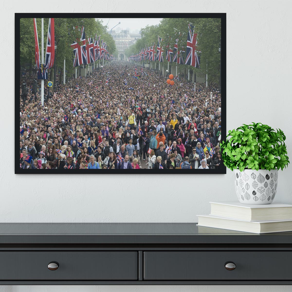 Prince William and Kate crowds for their wedding on The Mall Framed Print - Canvas Art Rocks - 2
