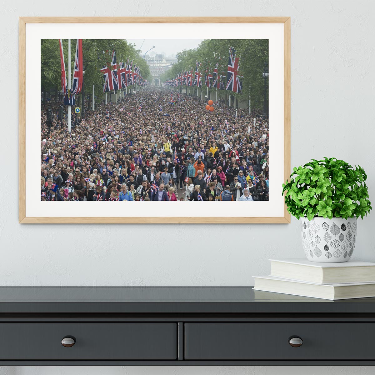 Prince William and Kate crowds for their wedding on The Mall Framed Print - Canvas Art Rocks - 3