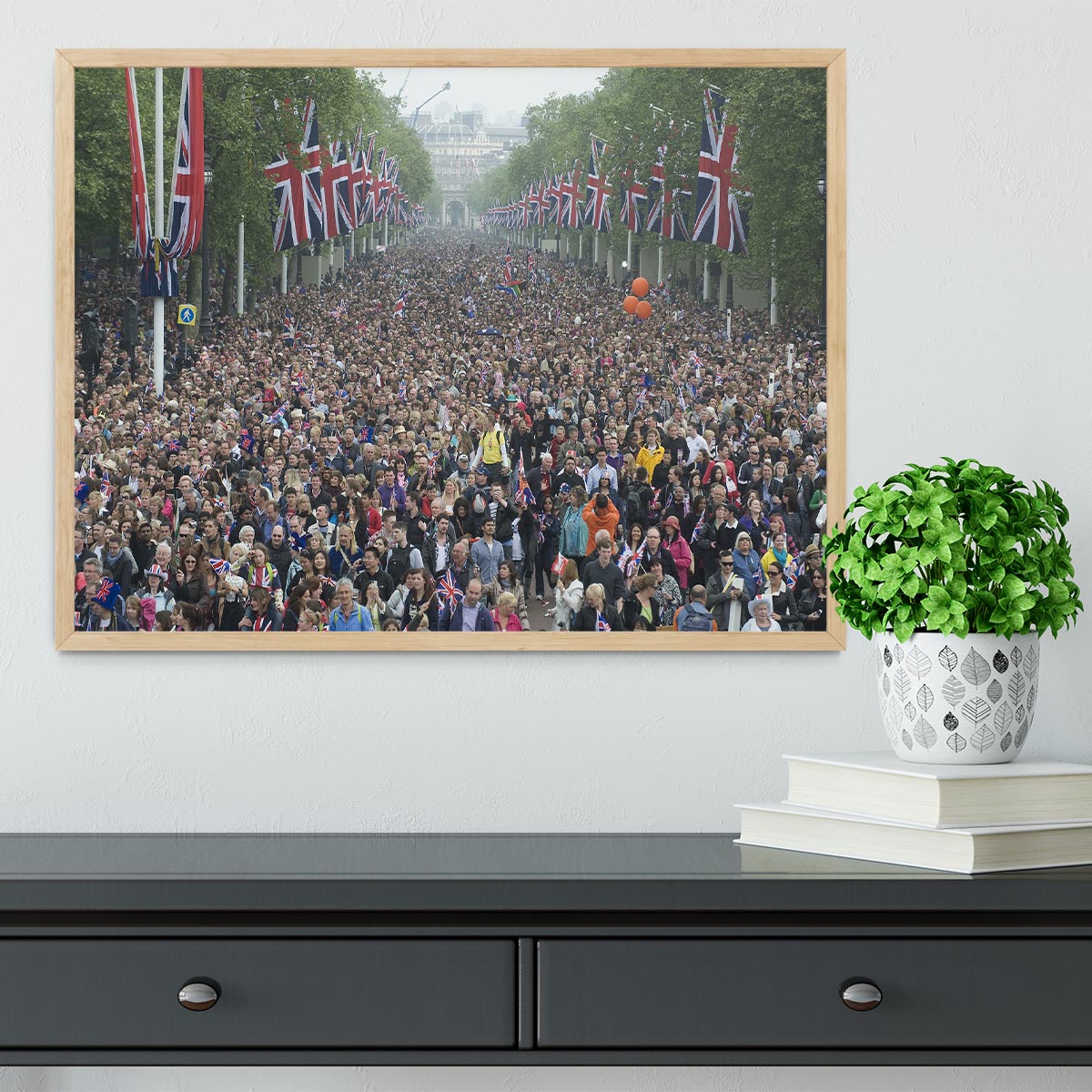 Prince William and Kate crowds for their wedding on The Mall Framed Print - Canvas Art Rocks - 4
