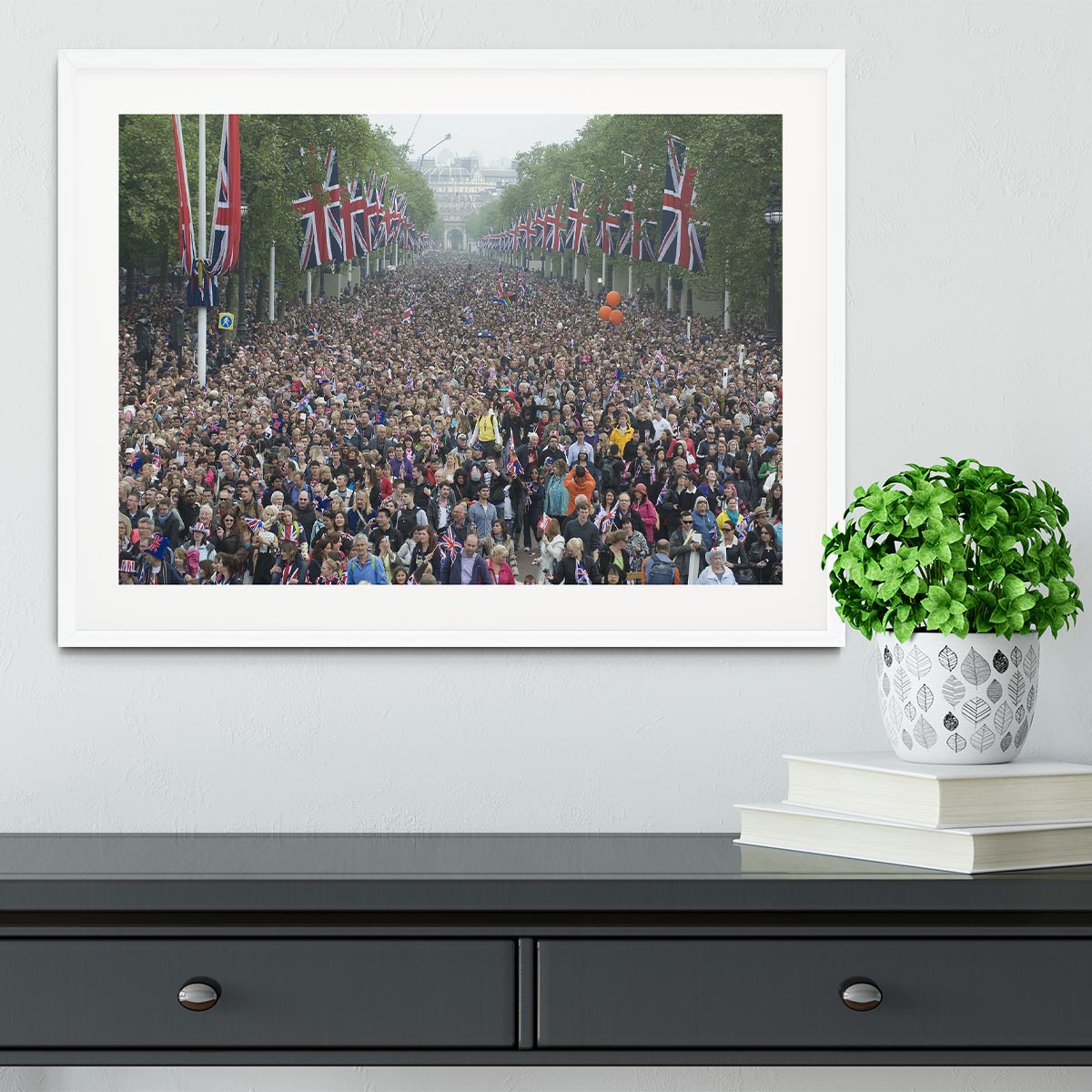 Prince William and Kate crowds for their wedding on The Mall Framed Print - Canvas Art Rocks - 5