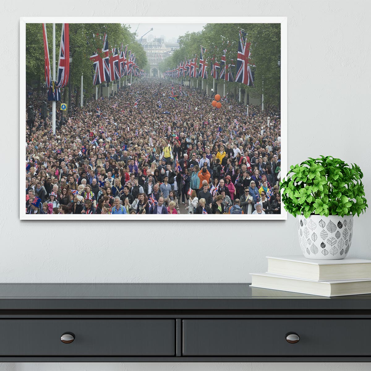 Prince William and Kate crowds for their wedding on The Mall Framed Print - Canvas Art Rocks -6