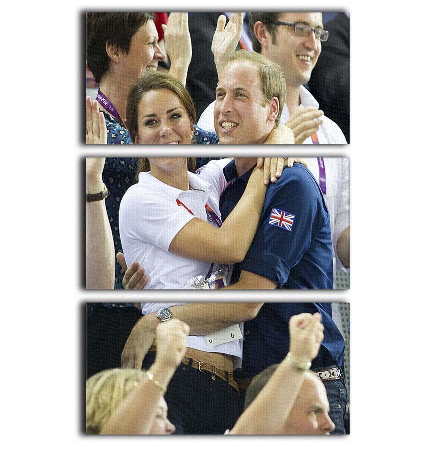 Prince William and Kate hugging at the 2012 Olympics 3 Split Panel Canvas Print - Canvas Art Rocks - 1