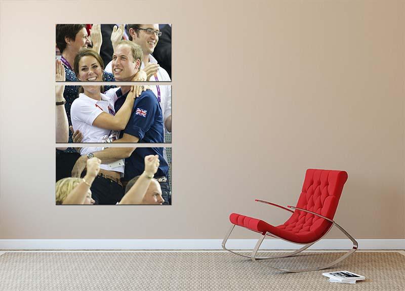 Prince William and Kate hugging at the 2012 Olympics 3 Split Panel Canvas Print - Canvas Art Rocks - 2