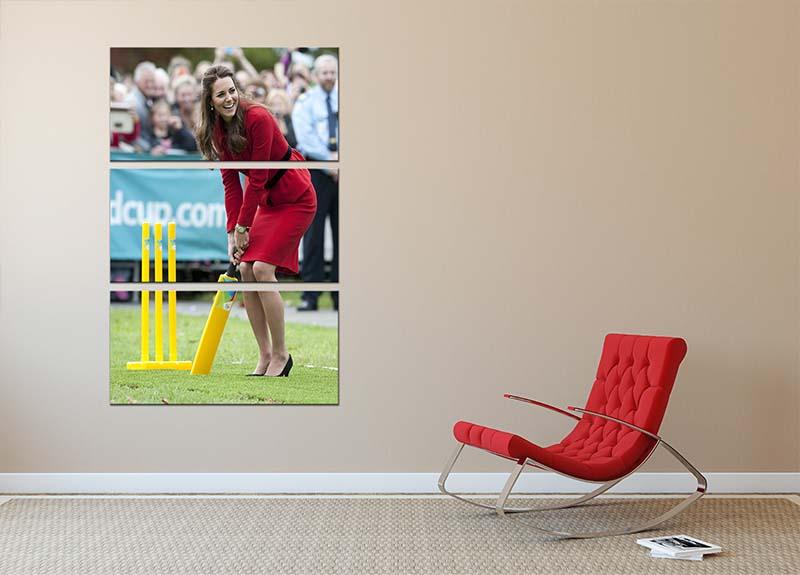 Prince William and Kate playing cricket in New Zealand 3 Split Panel Canvas Print - Canvas Art Rocks - 2