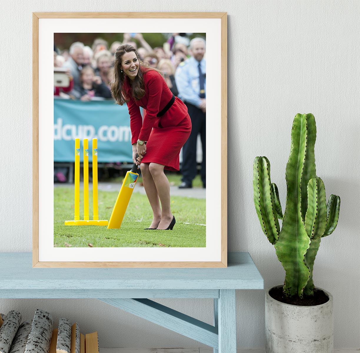 Prince William and Kate playing cricket in New Zealand Framed Print - Canvas Art Rocks - 3