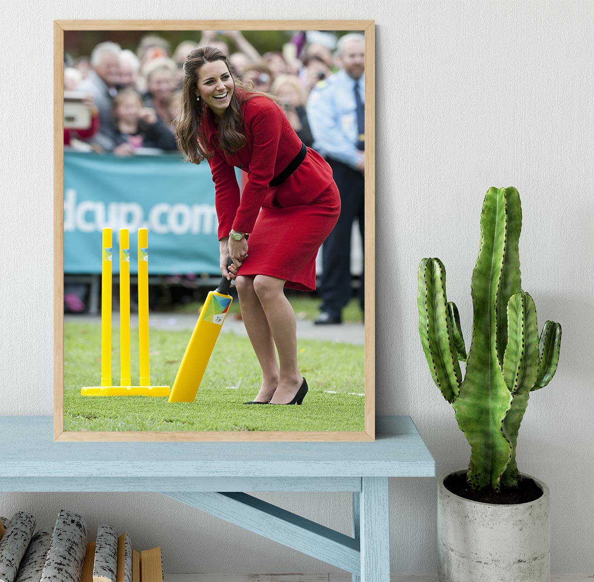 Prince William and Kate playing cricket in New Zealand Framed Print - Canvas Art Rocks - 4