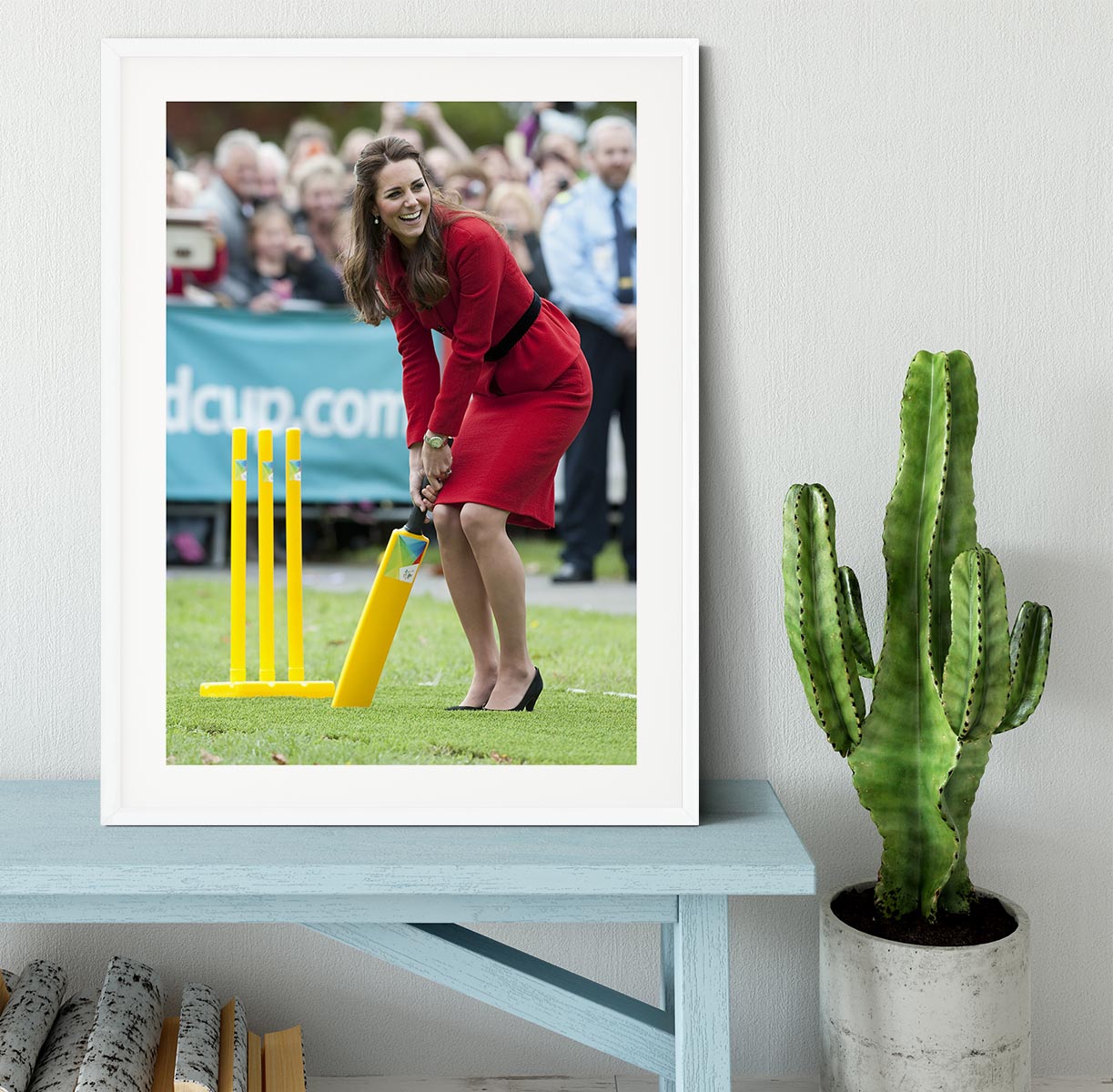 Prince William and Kate playing cricket in New Zealand Framed Print - Canvas Art Rocks - 5