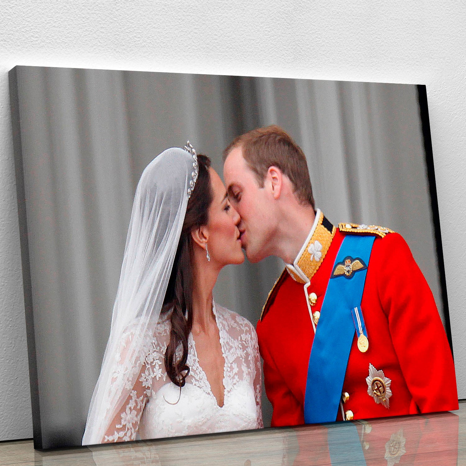 Prince William and Kate sharing a wedding kiss Canvas Print or Poster - Canvas Art Rocks - 1