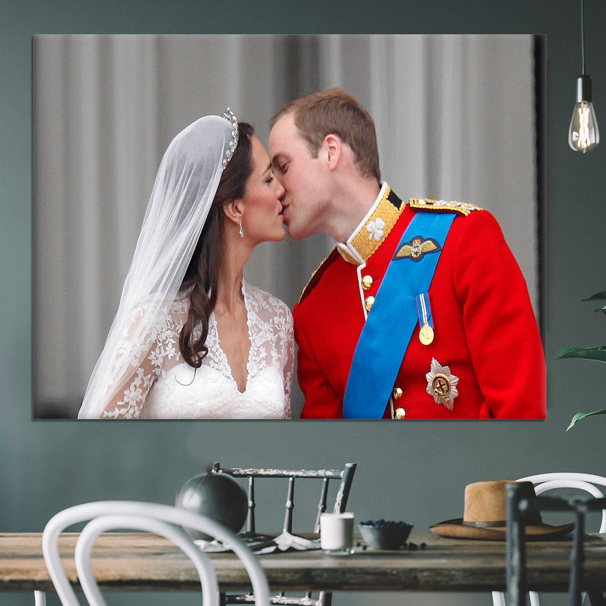 Prince William and Kate sharing a wedding kiss Canvas Print or Poster - Canvas Art Rocks - 3