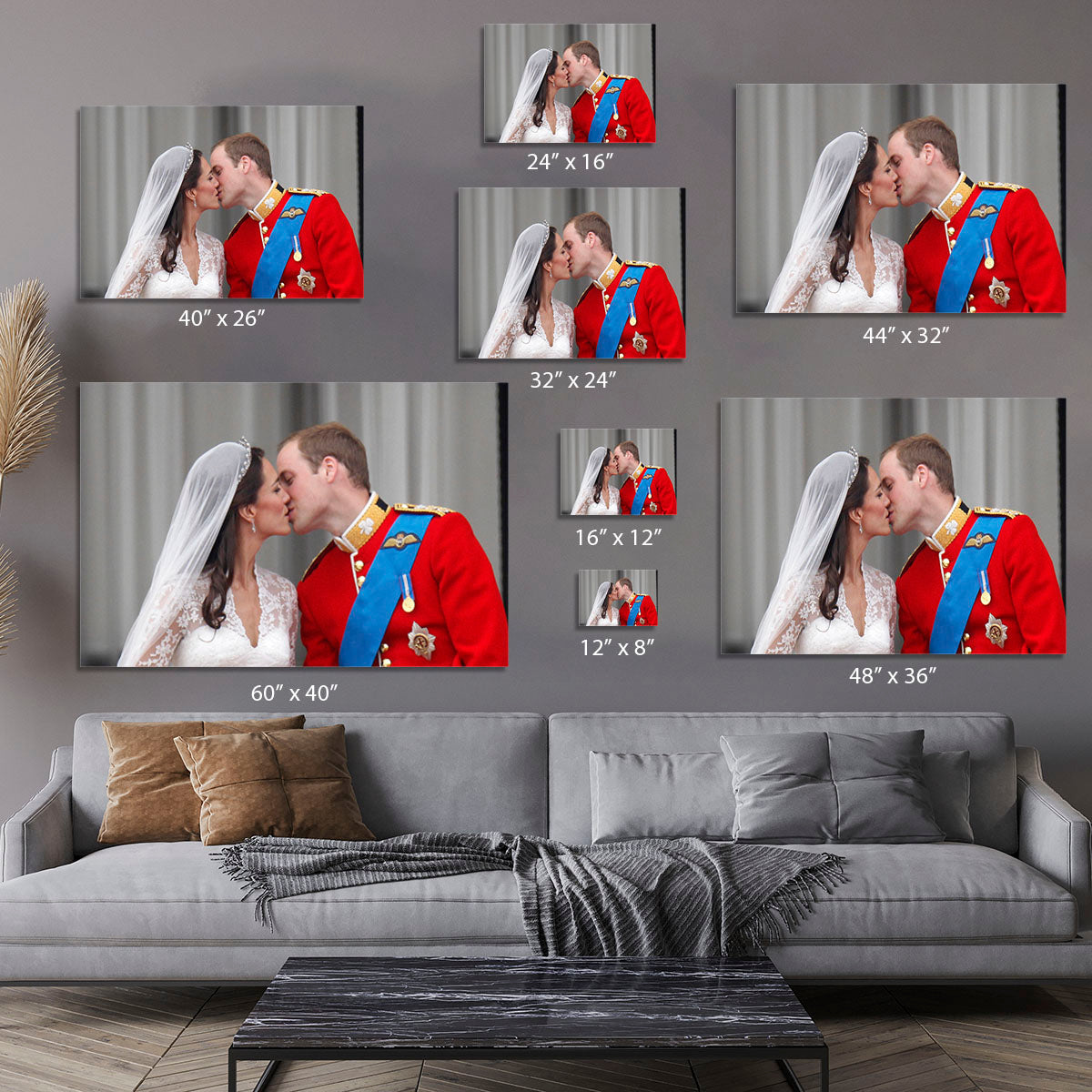 Prince William and Kate sharing a wedding kiss Canvas Print or Poster - Canvas Art Rocks - 7