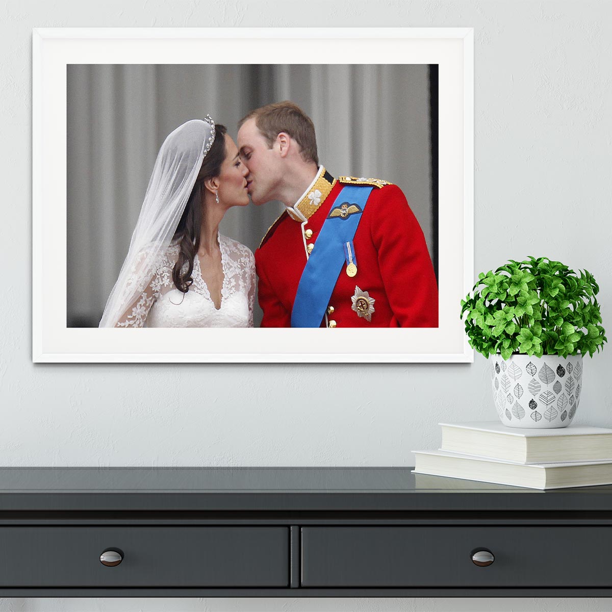 Prince William and Kate sharing a wedding kiss Framed Print - Canvas Art Rocks - 5