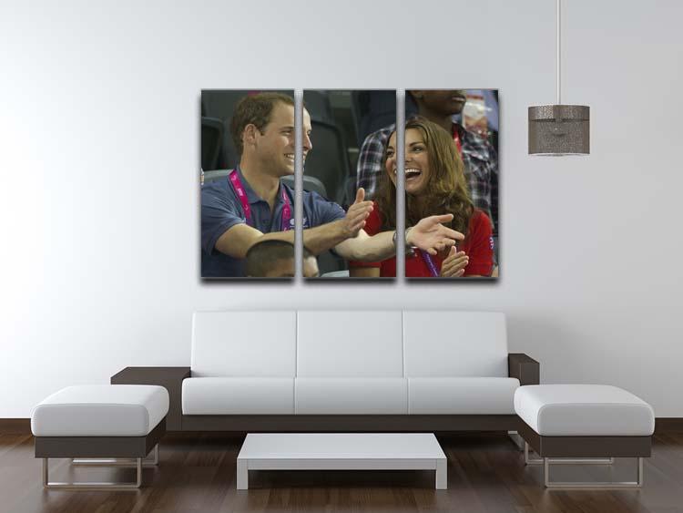 Prince William and Kate watching cycling at the 2012 Olympics 3 Split Panel Canvas Print - Canvas Art Rocks - 3