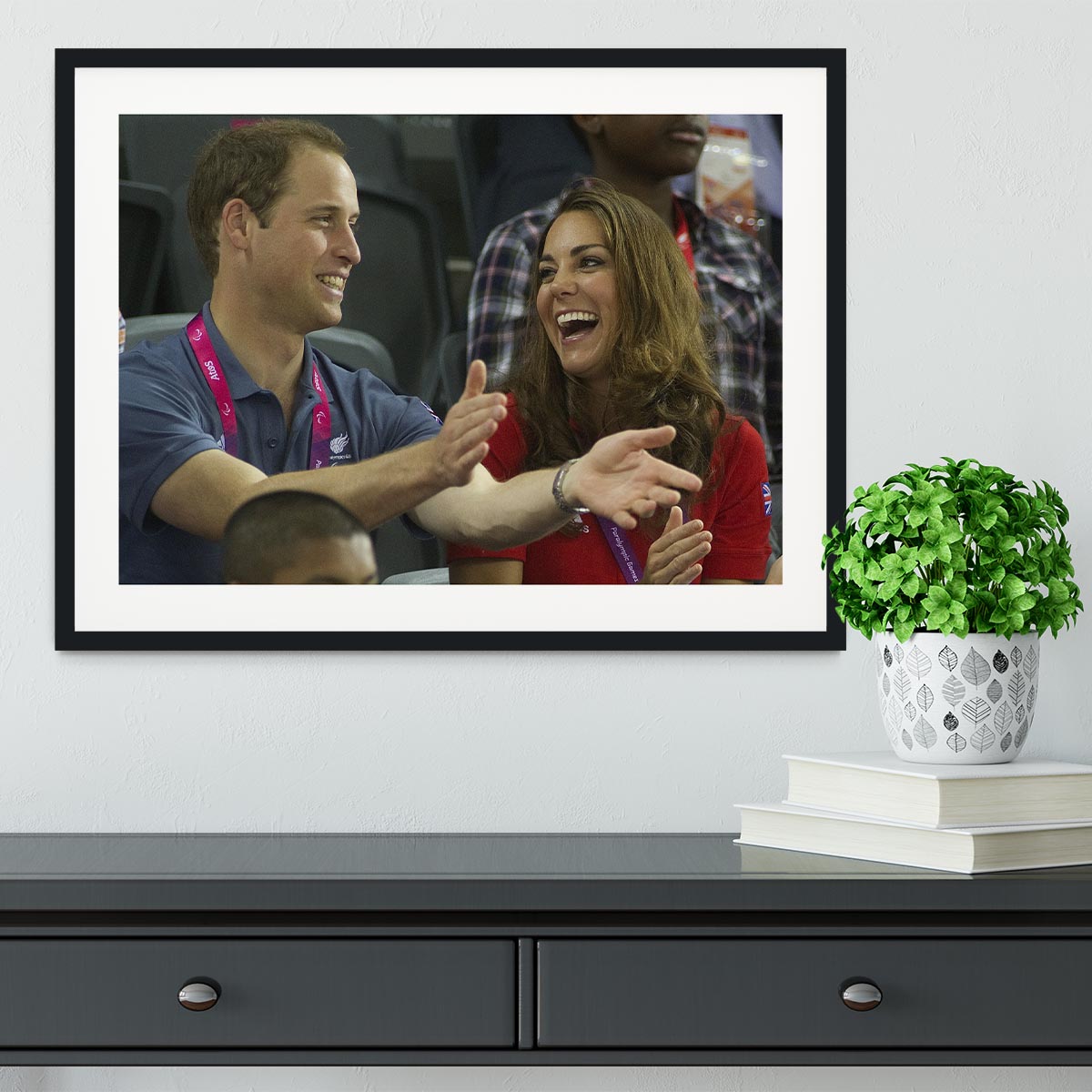 Prince William and Kate watching cycling at the 2012 Olympics Framed Print - Canvas Art Rocks - 1