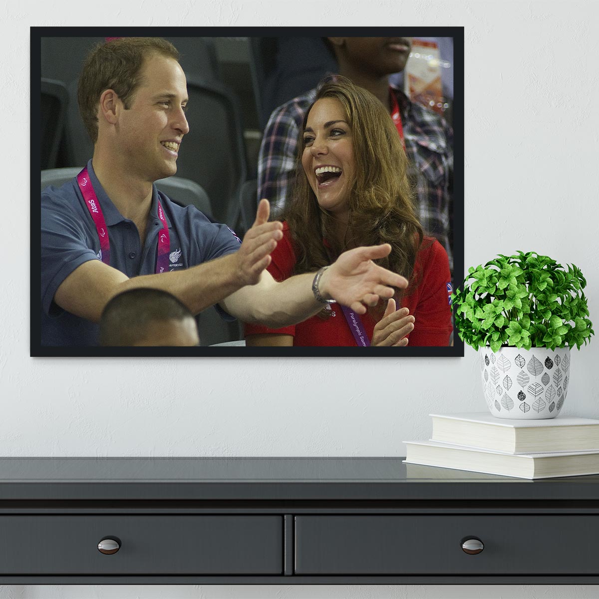Prince William and Kate watching cycling at the 2012 Olympics Framed Print - Canvas Art Rocks - 2