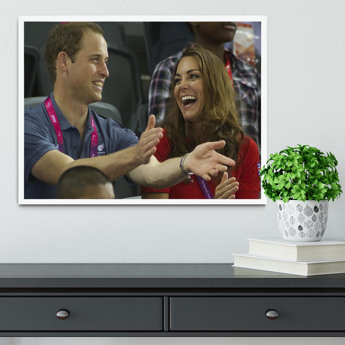 Prince William and Kate watching cycling at the 2012 Olympics Framed Print - Canvas Art Rocks -6