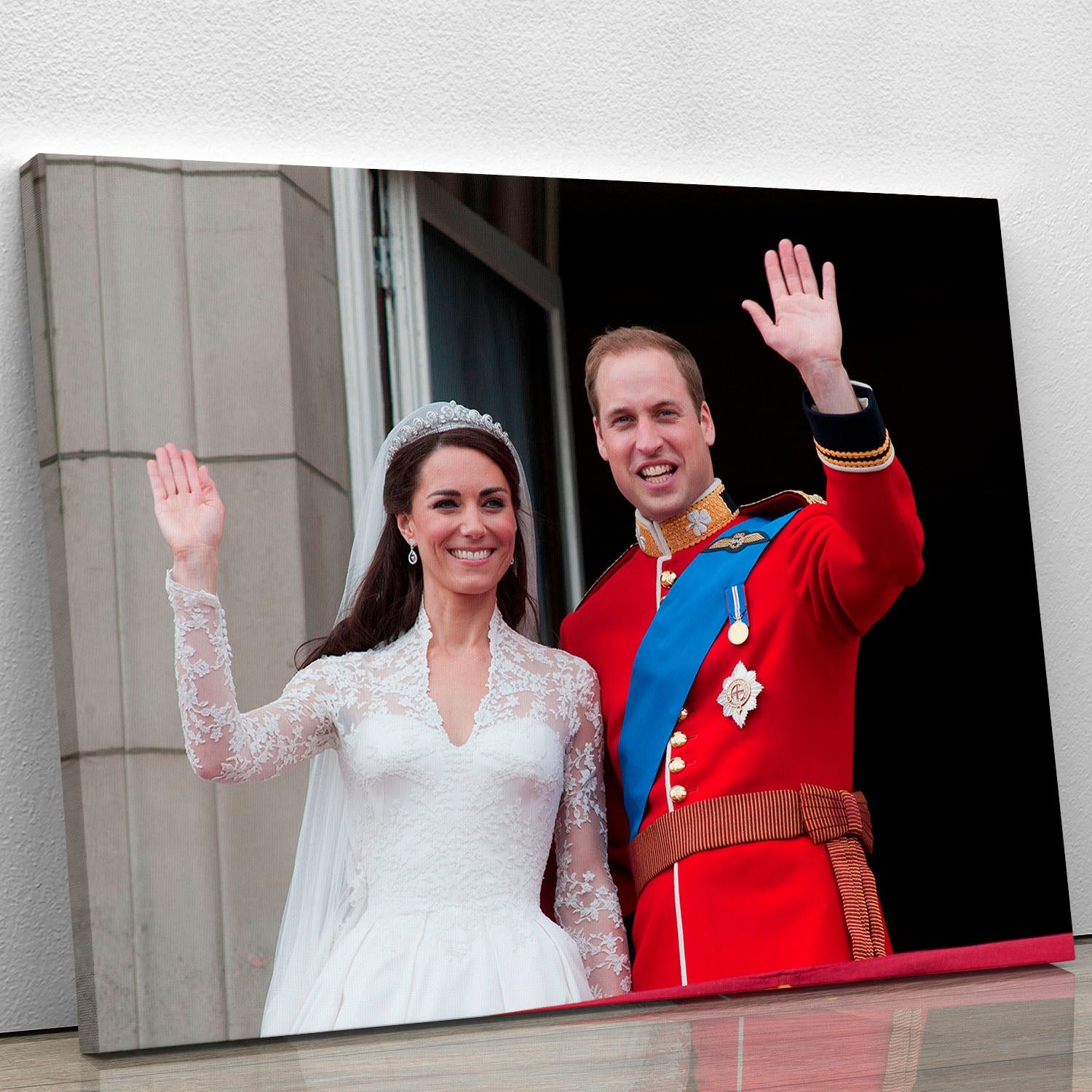 Prince William and Kate waving on their wedding day Canvas Print or Poster - Canvas Art Rocks - 1