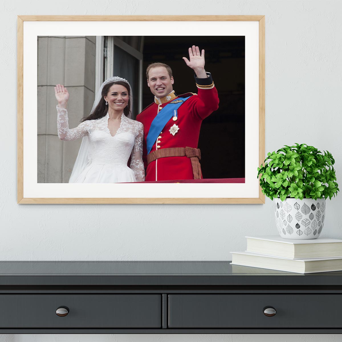 Prince William and Kate waving on their wedding day Framed Print - Canvas Art Rocks - 3