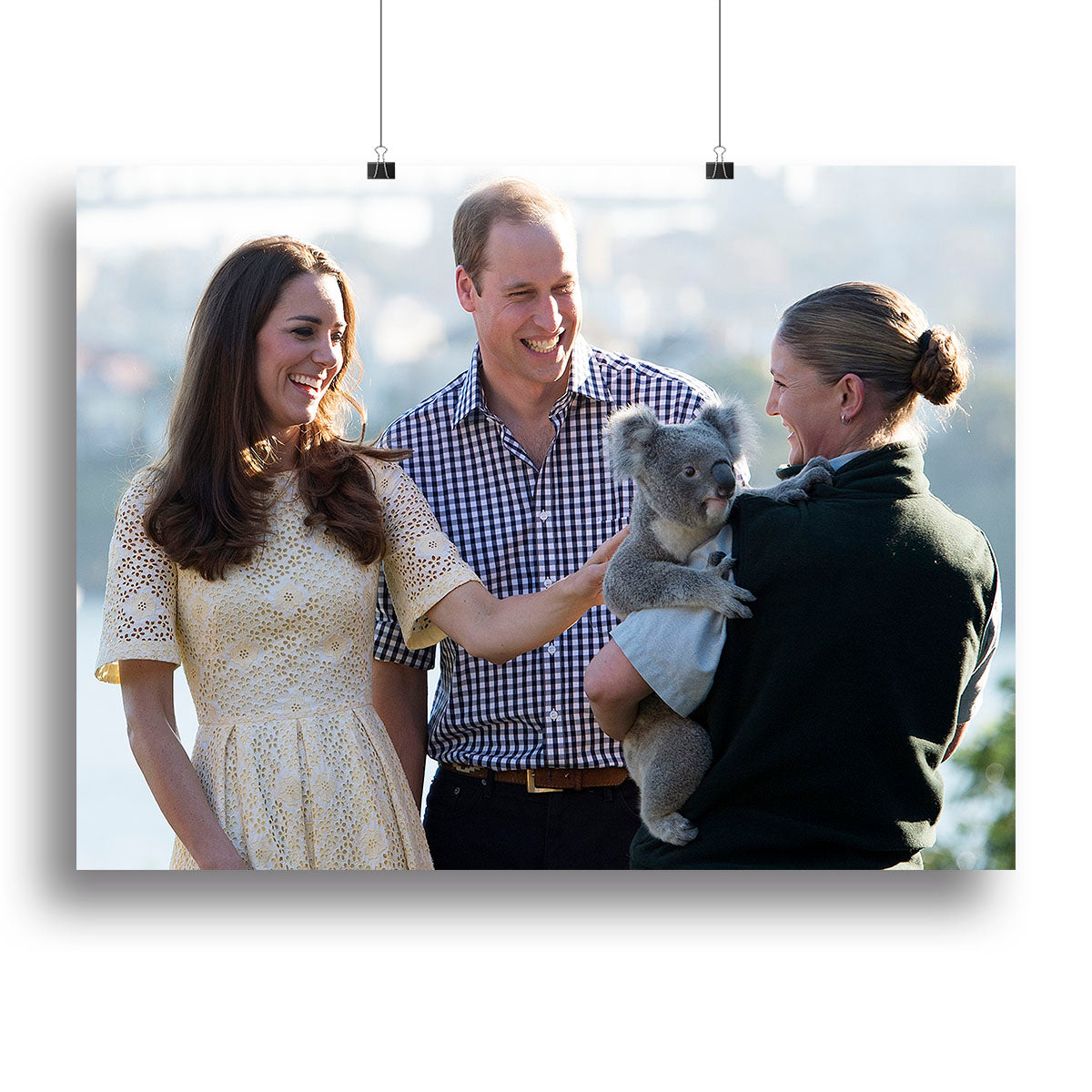 Prince William and Kate with a koala bear in Sydney Australia Canvas Print or Poster - Canvas Art Rocks - 2