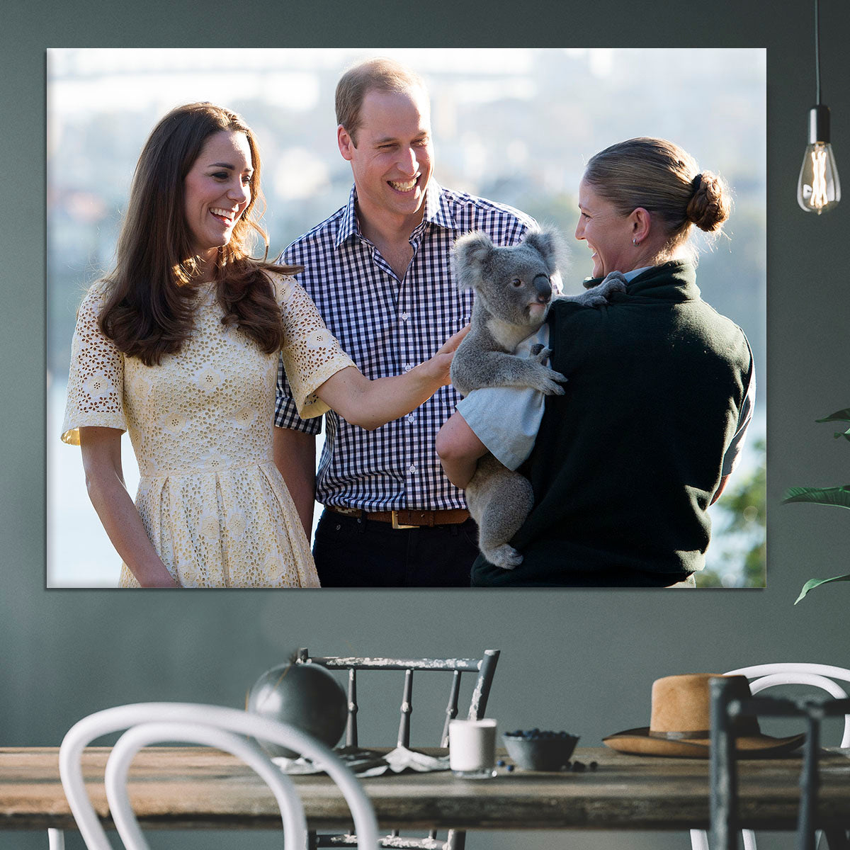 Prince William and Kate with a koala bear in Sydney Australia Canvas Print or Poster - Canvas Art Rocks - 3