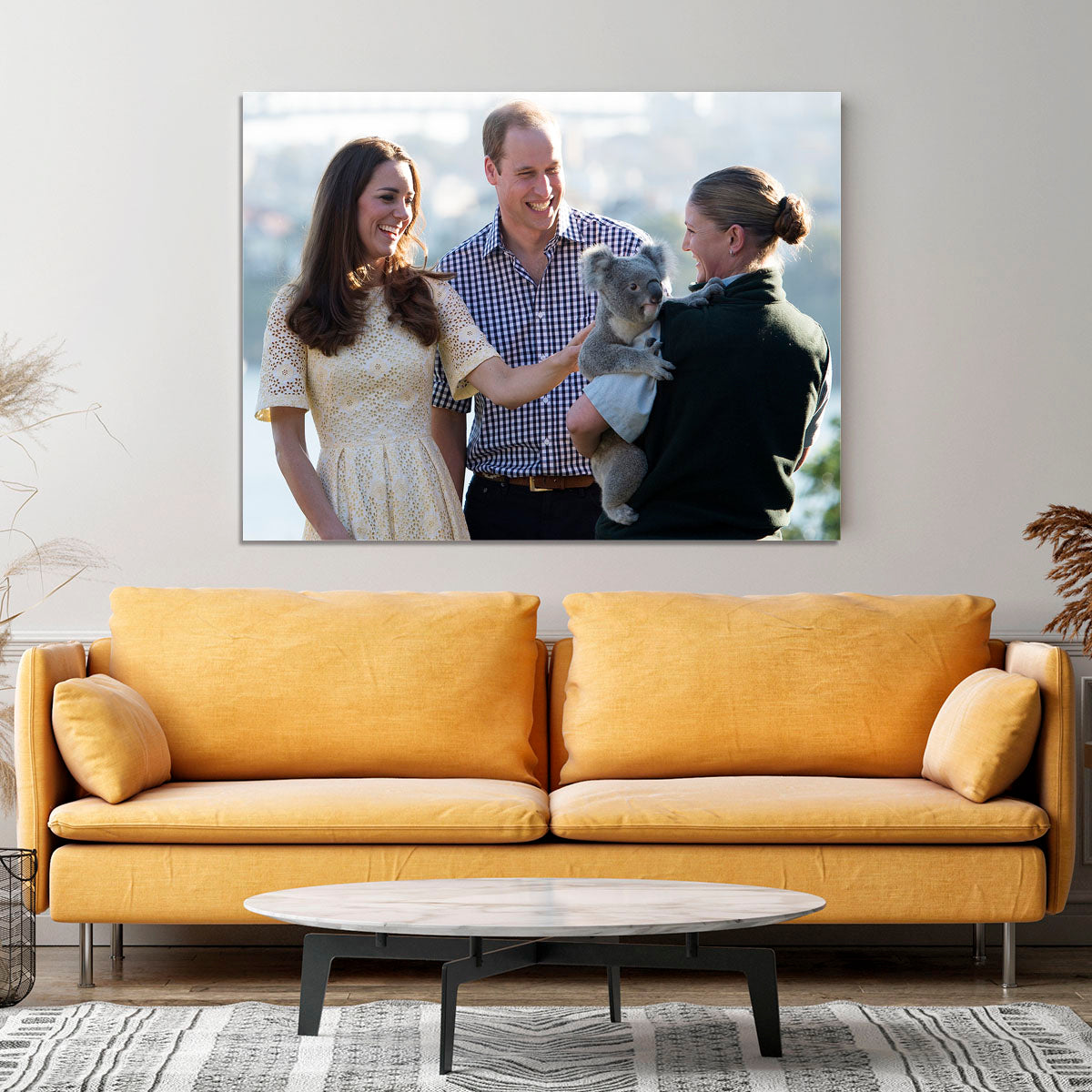 Prince William and Kate with a koala bear in Sydney Australia Canvas Print or Poster - Canvas Art Rocks - 4