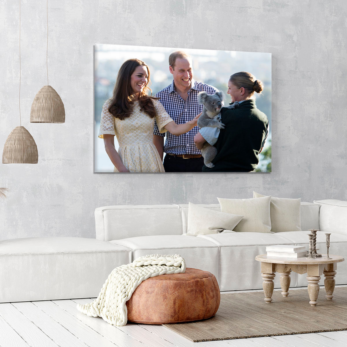 Prince William and Kate with a koala bear in Sydney Australia Canvas Print or Poster - Canvas Art Rocks - 6