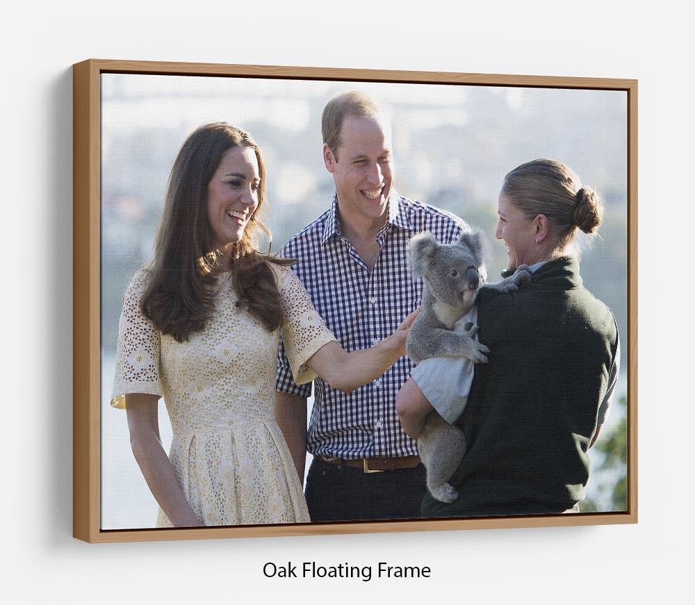 Prince William and Kate with a koala bear in Sydney Australia Floating Frame Canvas