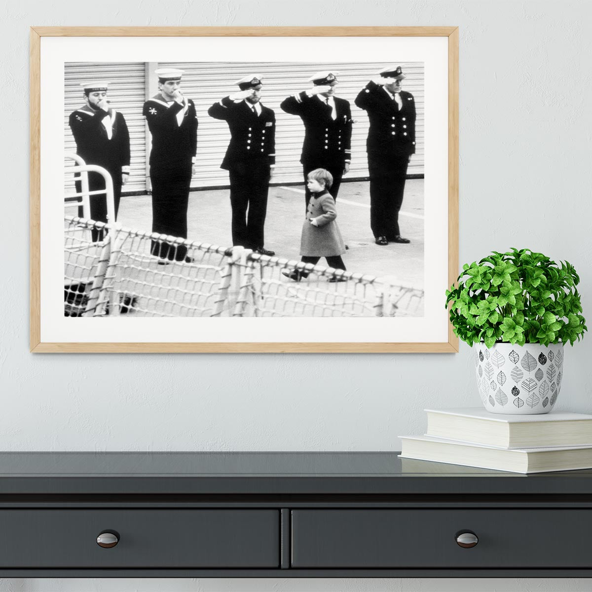 Prince William visiting the Royal Navy as a small child Framed Print - Canvas Art Rocks - 3