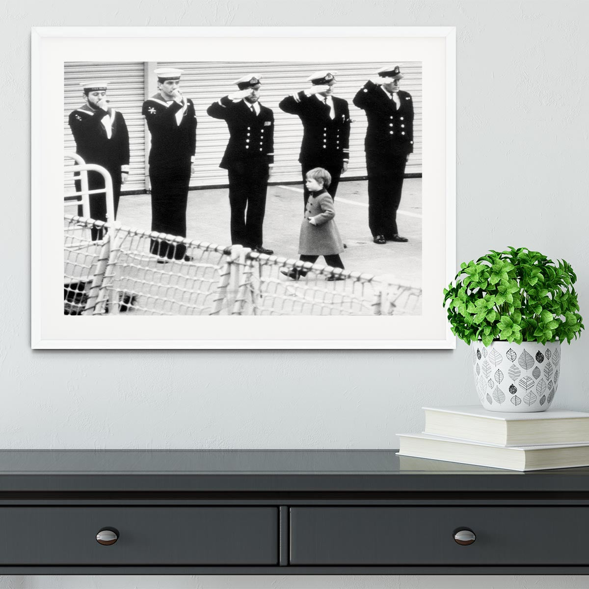Prince William visiting the Royal Navy as a small child Framed Print - Canvas Art Rocks - 5
