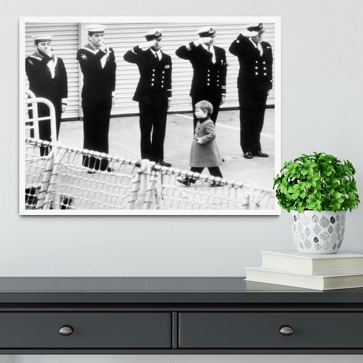 Prince William visiting the Royal Navy as a small child Framed Print - Canvas Art Rocks -6