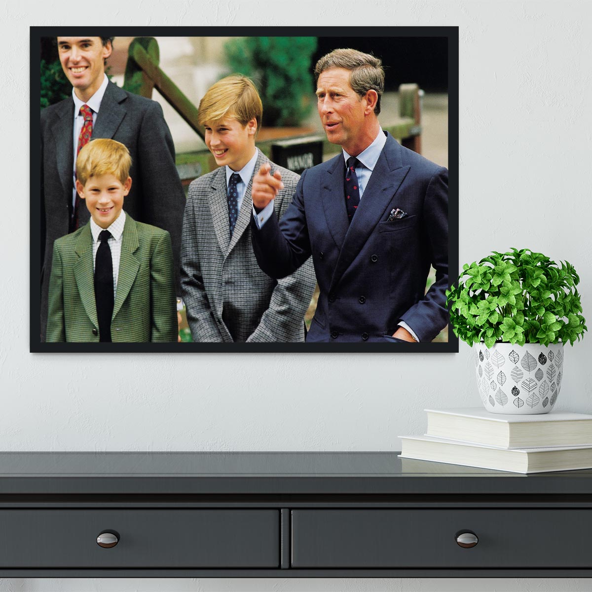 Prince Williams first day at Eton with Prince Charles Framed Print - Canvas Art Rocks - 2