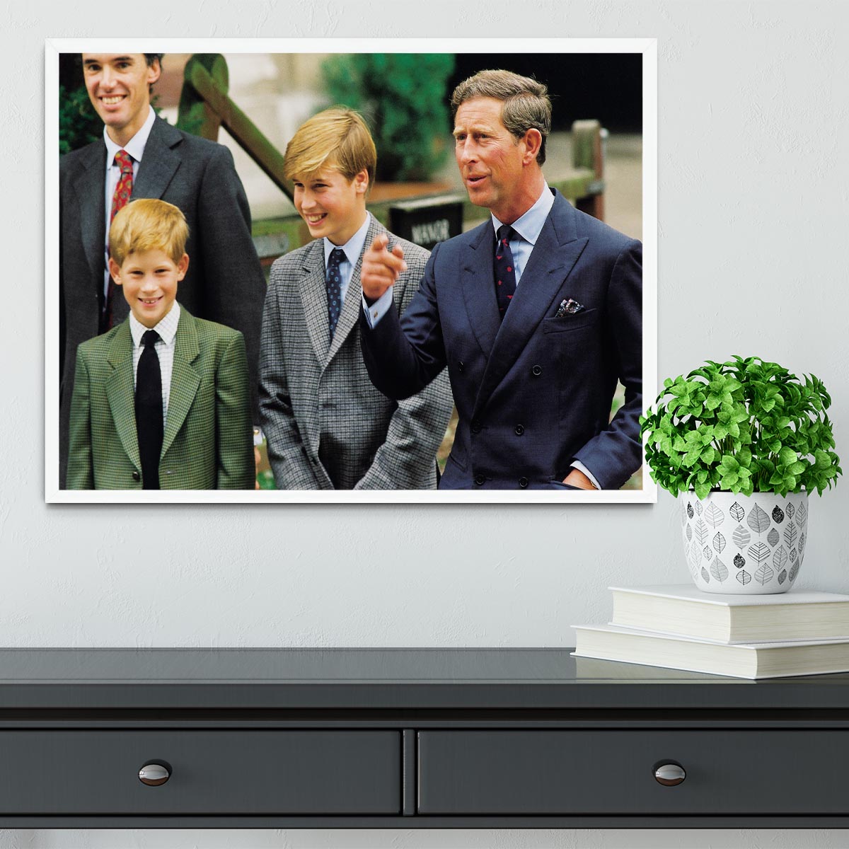 Prince Williams first day at Eton with Prince Charles Framed Print - Canvas Art Rocks -6