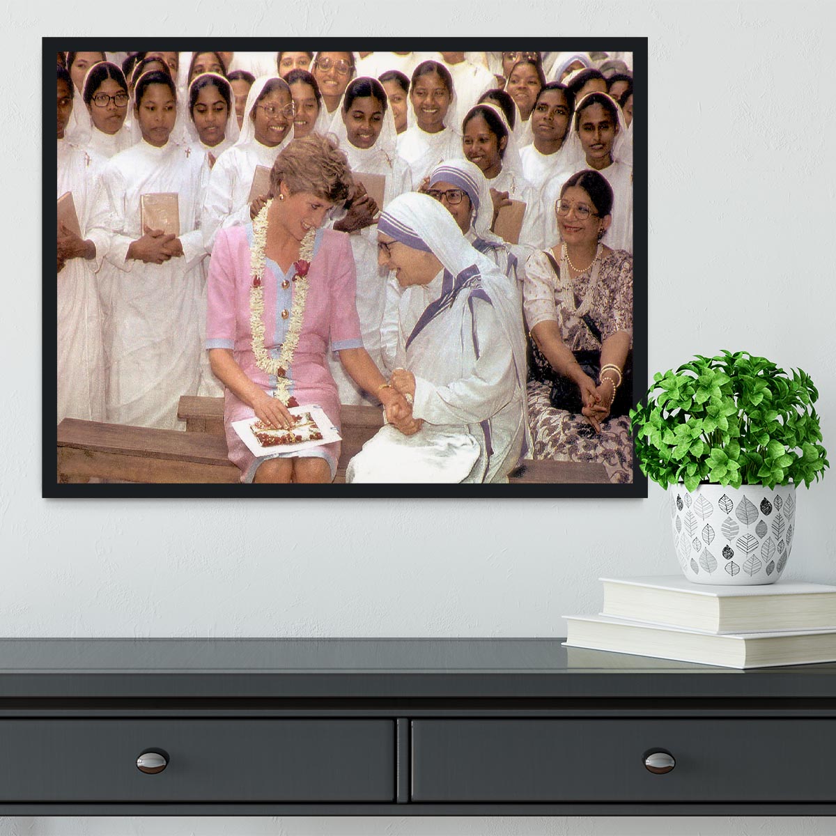 Princes Diana with Mother Theresa in Calcutta India Framed Print - Canvas Art Rocks - 2