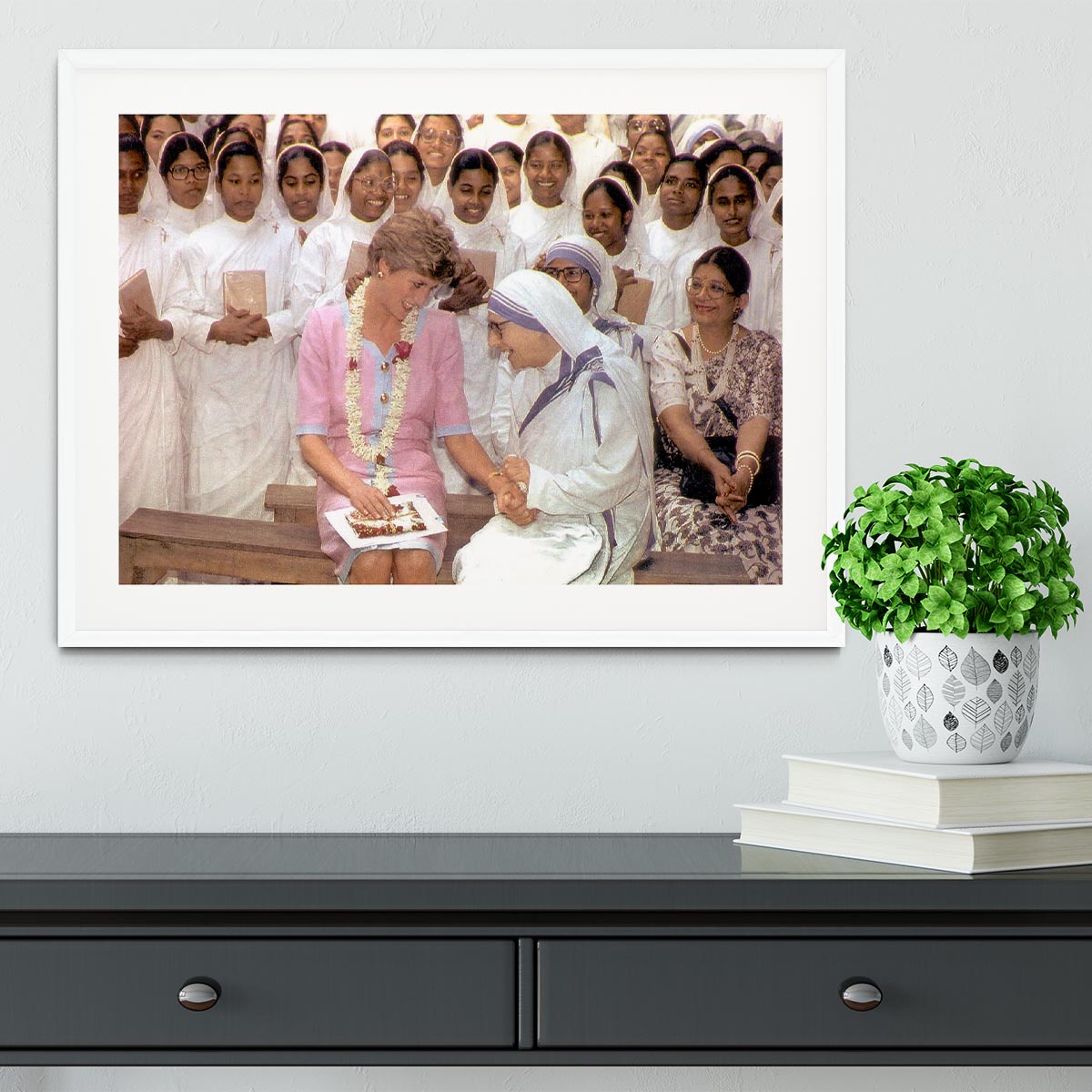 Princes Diana with Mother Theresa in Calcutta India Framed Print - Canvas Art Rocks - 5