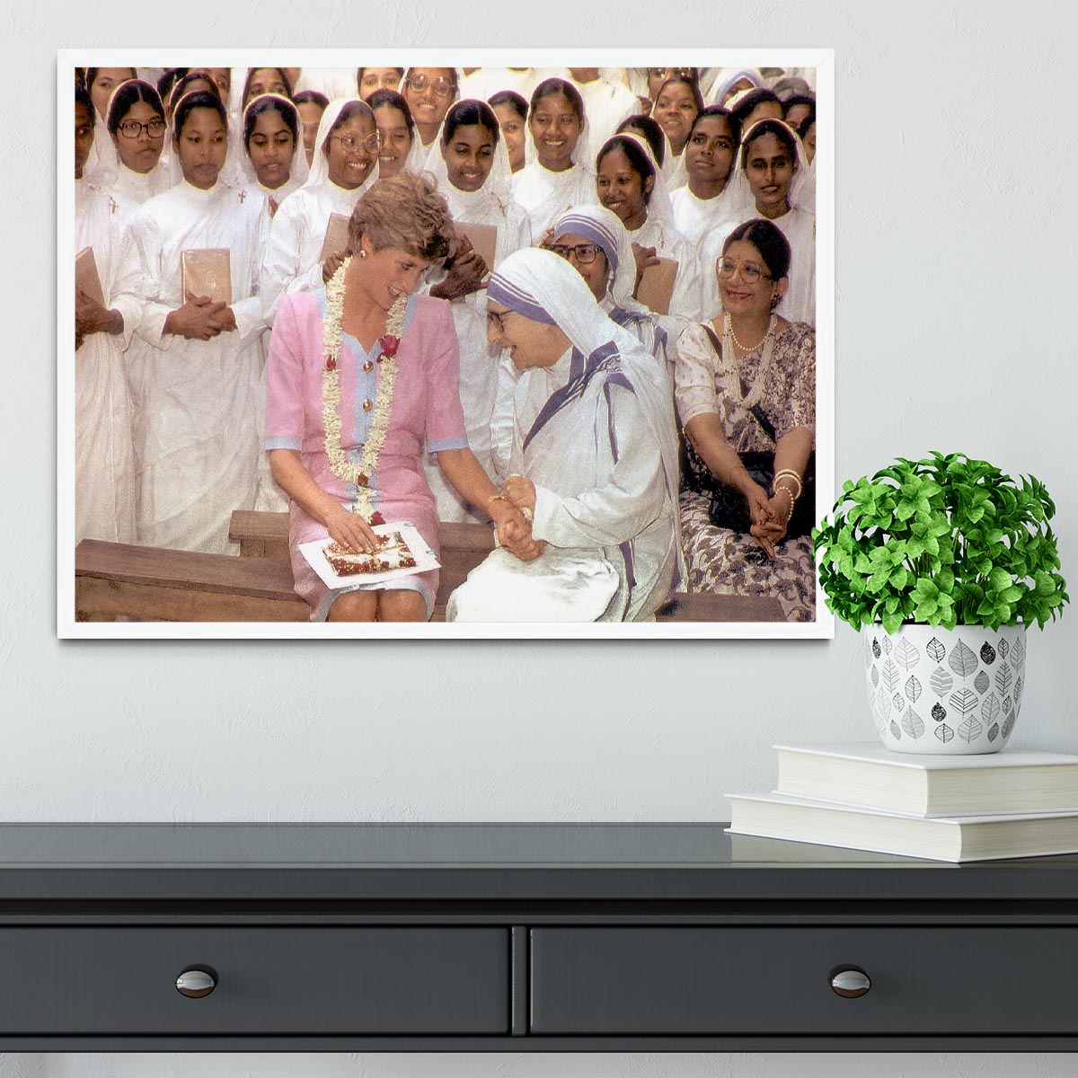 Princes Diana with Mother Theresa in Calcutta India Framed Print - Canvas Art Rocks -6