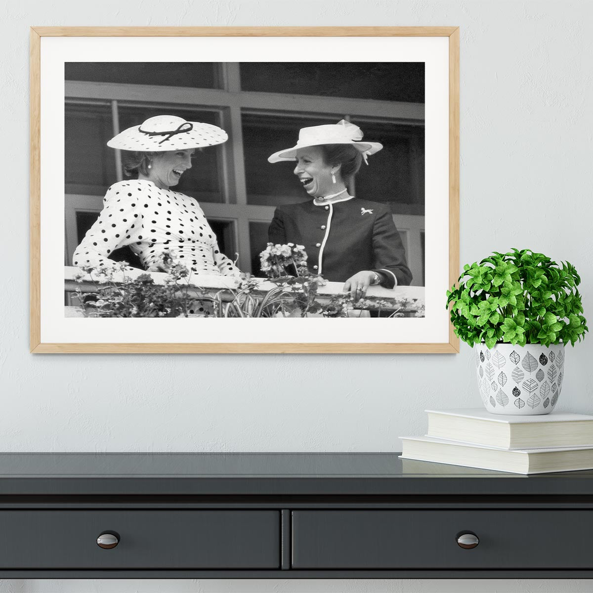 Princess Diana and Princess Anne sharing a laugh at the races Framed Print - Canvas Art Rocks - 3