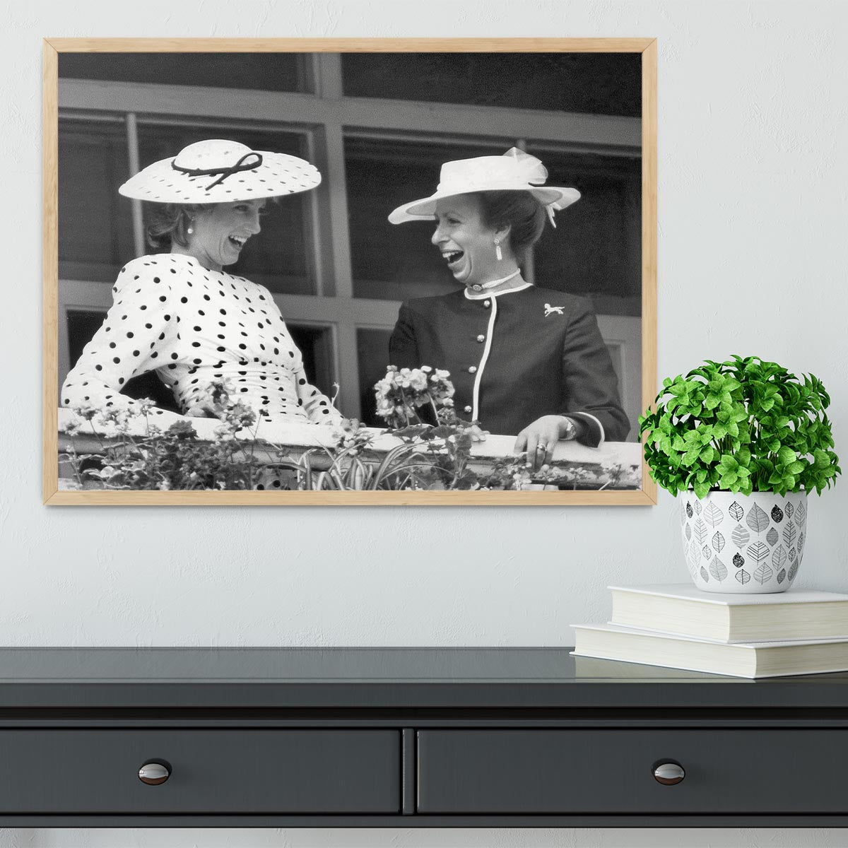 Princess Diana and Princess Anne sharing a laugh at the races Framed Print - Canvas Art Rocks - 4