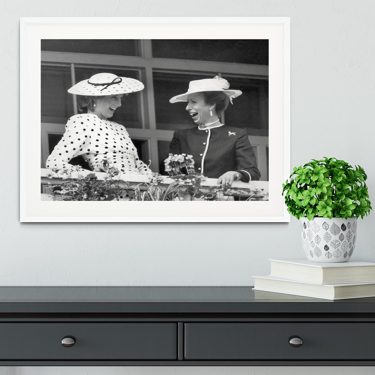Princess Diana and Princess Anne sharing a laugh at the races Framed Print - Canvas Art Rocks - 5