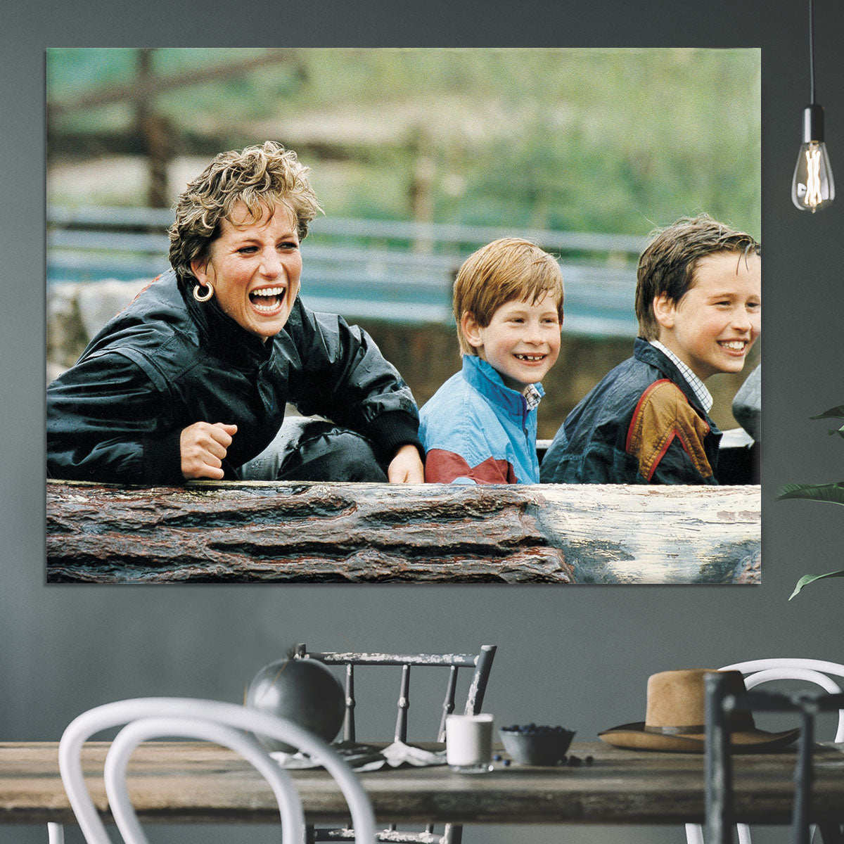 Princess Diana with Prince William and Prince Harry on ride Canvas Print or Poster - Canvas Art Rocks - 3
